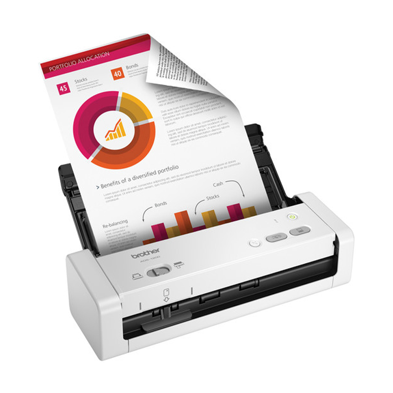 ADS-1200 Brother 600 DPI 25 PPM USB Compact Color Desktop Document Scanner NOB