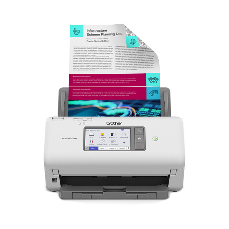 ADS-4700W Brother 600 DPI 40 PPM USB Ethernet Wi-Fi 4.3-Inch Touch Desktop Scanner
