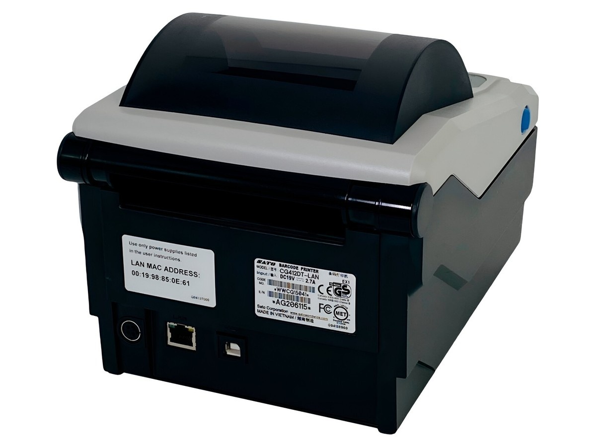 SATO CG412DT 305 DPI LAN Compact Desktop Direct Thermal Barcode Printer