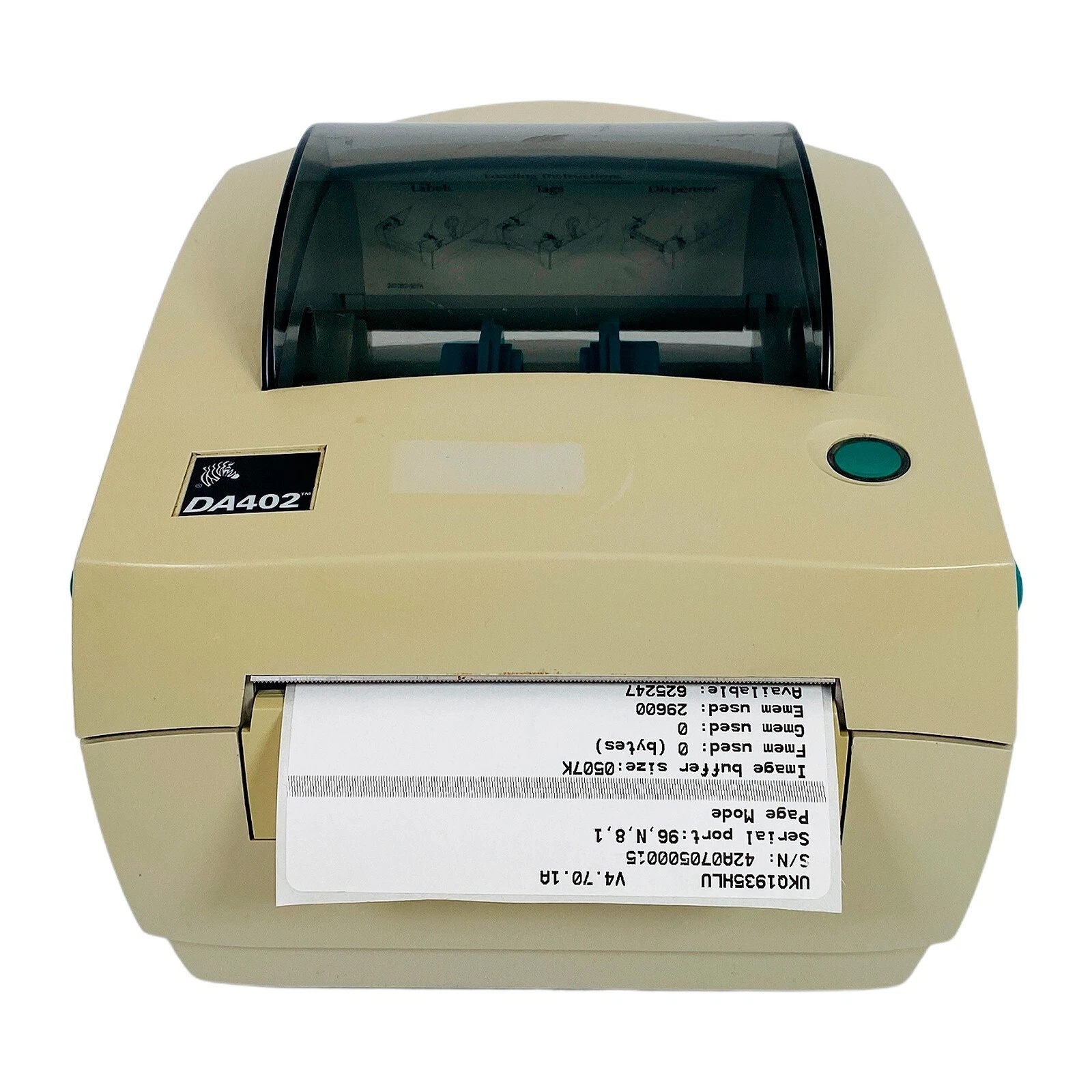 Zebra DA402 203 DPI Serial Parallel Desktop Direct Thermal Label Printer