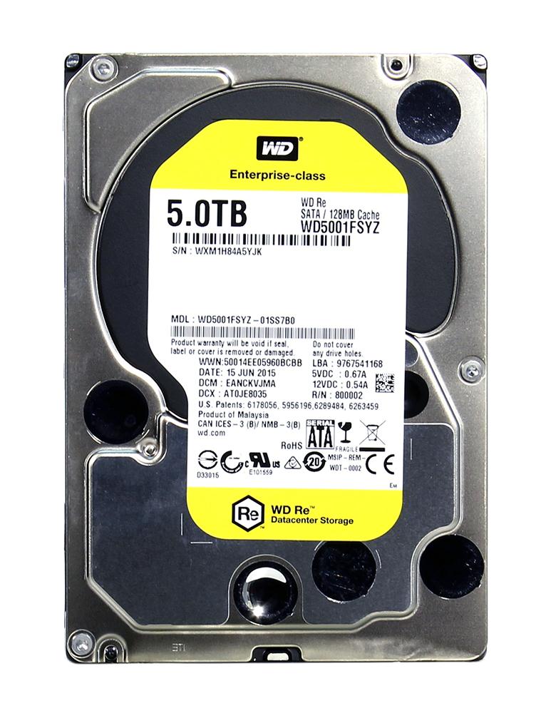 WD5001FSYZ WD Re 5TB 7200RPM 128MB SATA 6Gbps 3.5-inch Hard Drive