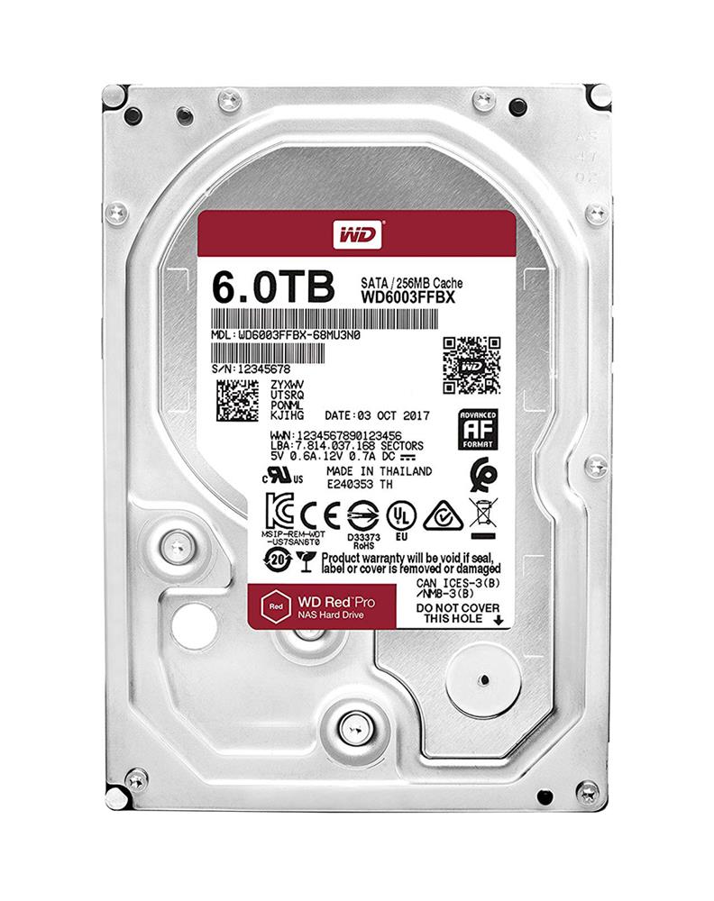 WD6003FFBX WD Red Pro 6TB 7200RPM 256MB SATA 6Gbps 3.5-inch HDD